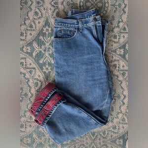 Vintage 90’s Flannel Lined blue jeans Size Petite 12
